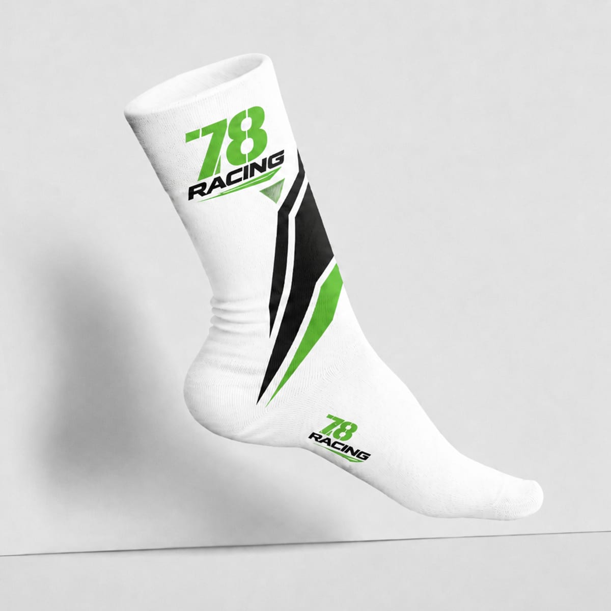 Meia esportiva cano alto 78 Racing branca